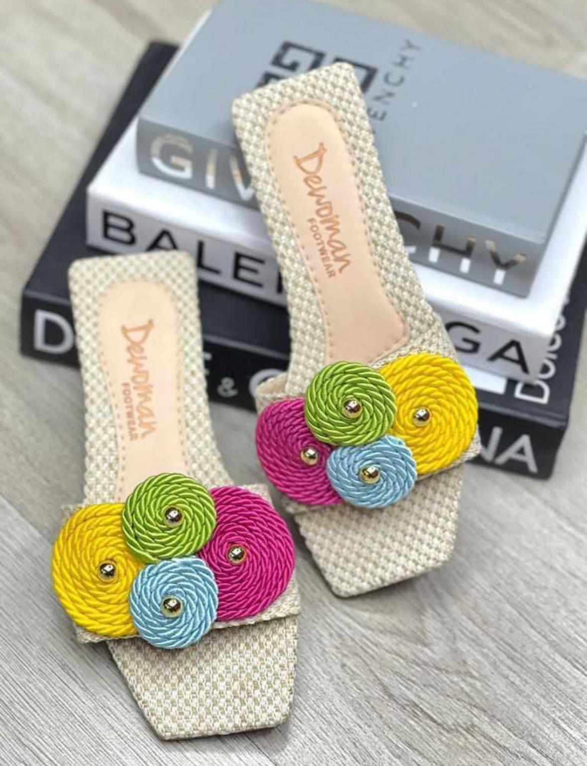 Dewoman Colorful Rope Detail Flat Slides