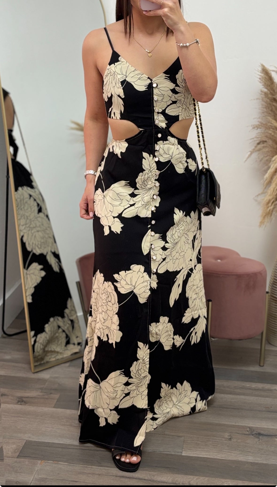 Floral Cutout Maxi Dress