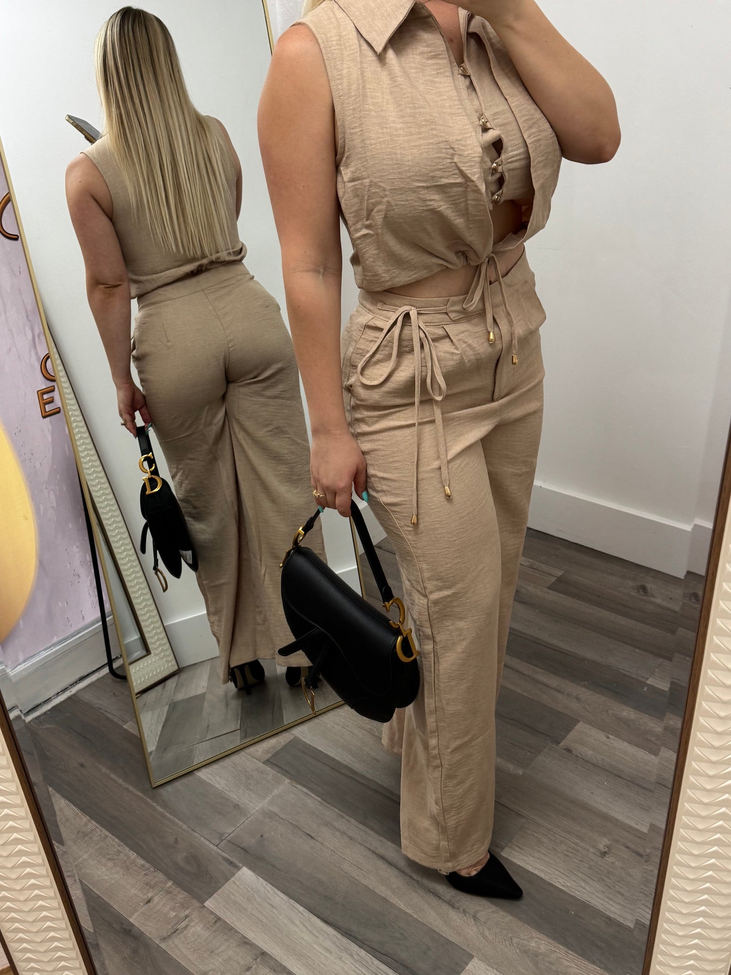 Linen Blend Wide-Leg Set
