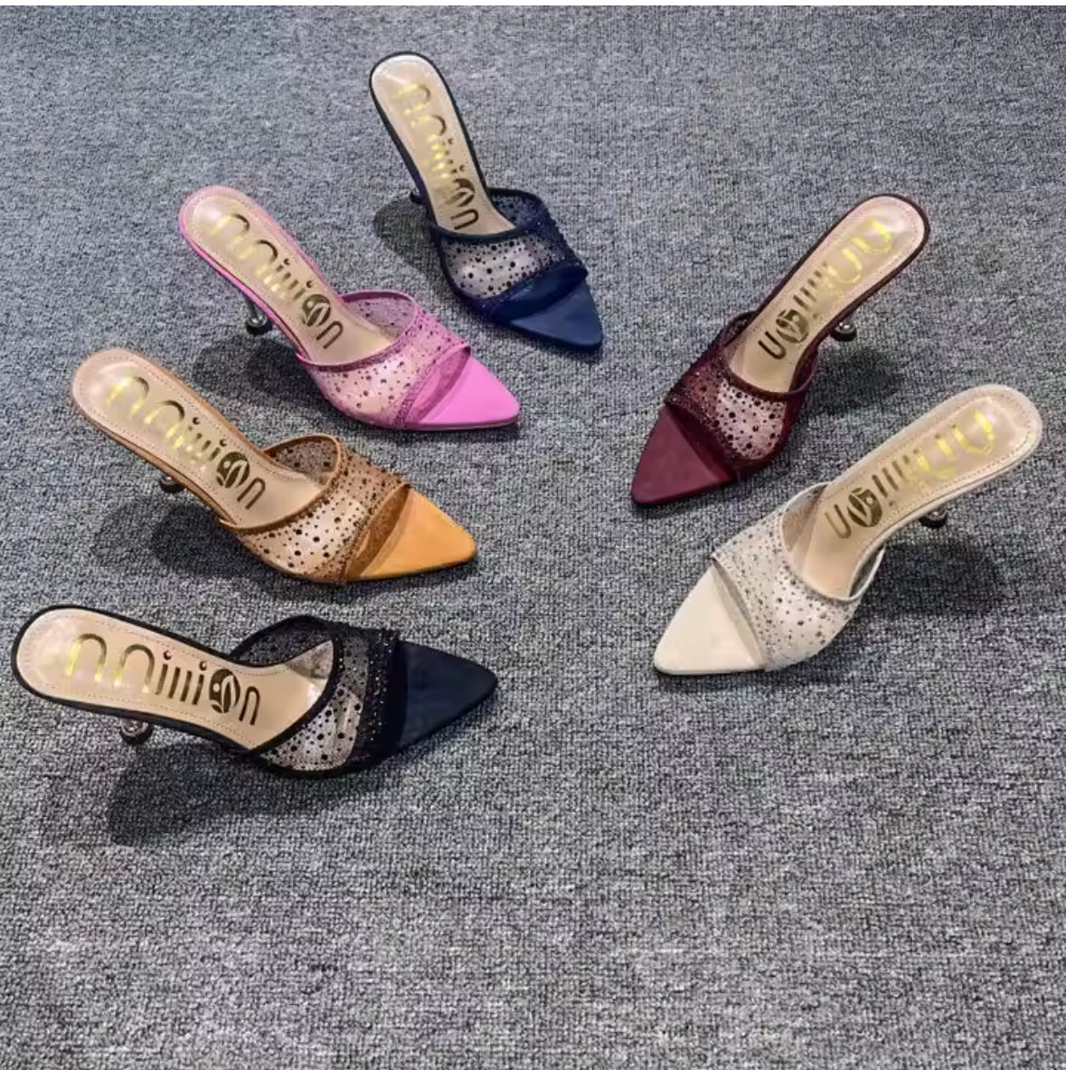 Elegant Rhinestone Mesh Heels