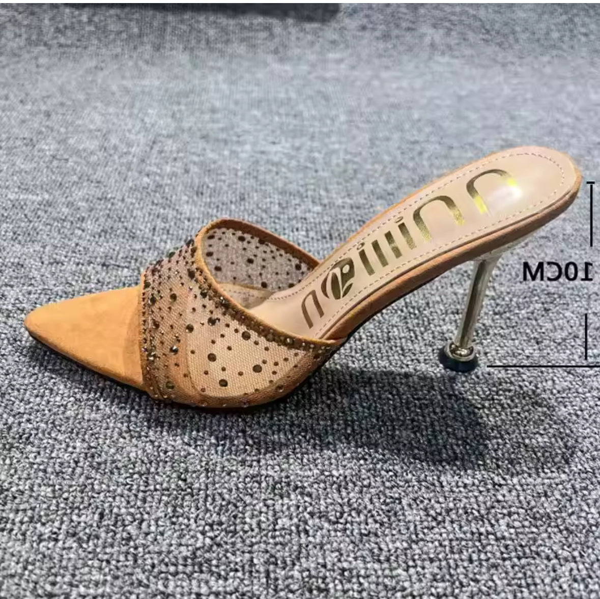 Elegant Rhinestone Mesh Heels