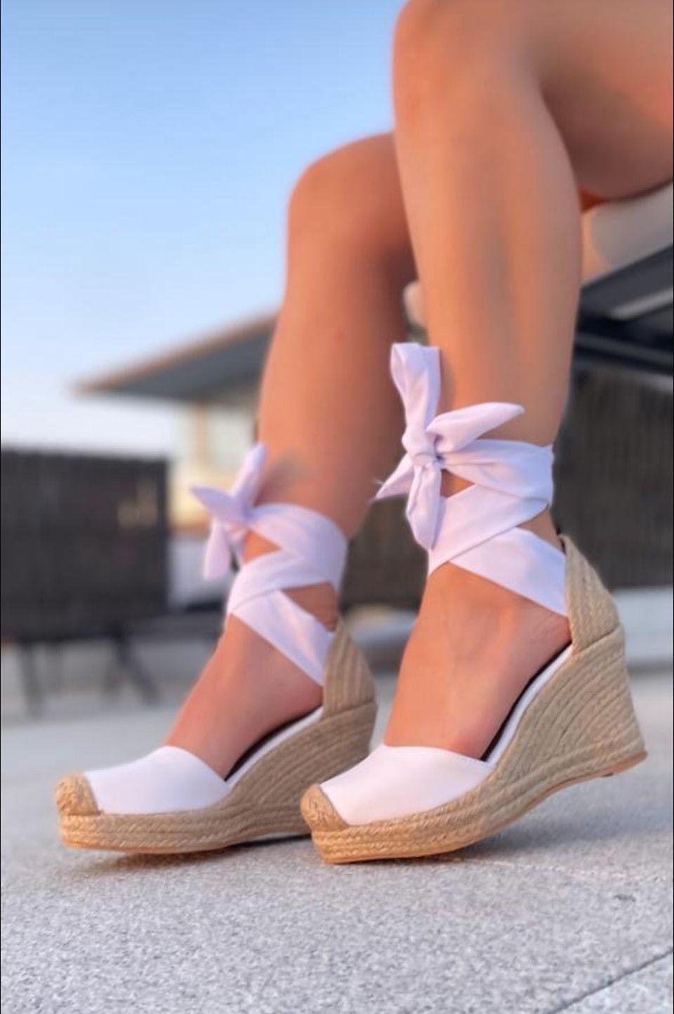 Dewoman Ankle Wrap Espadrille Wedges