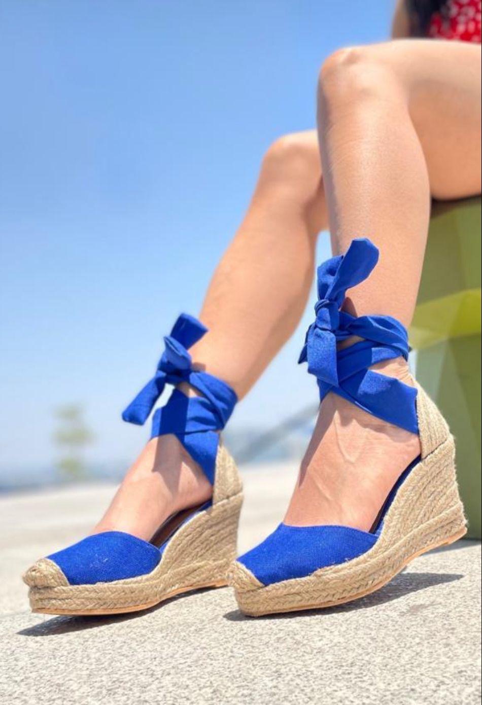 Dewoman Ankle Wrap Espadrille Wedges