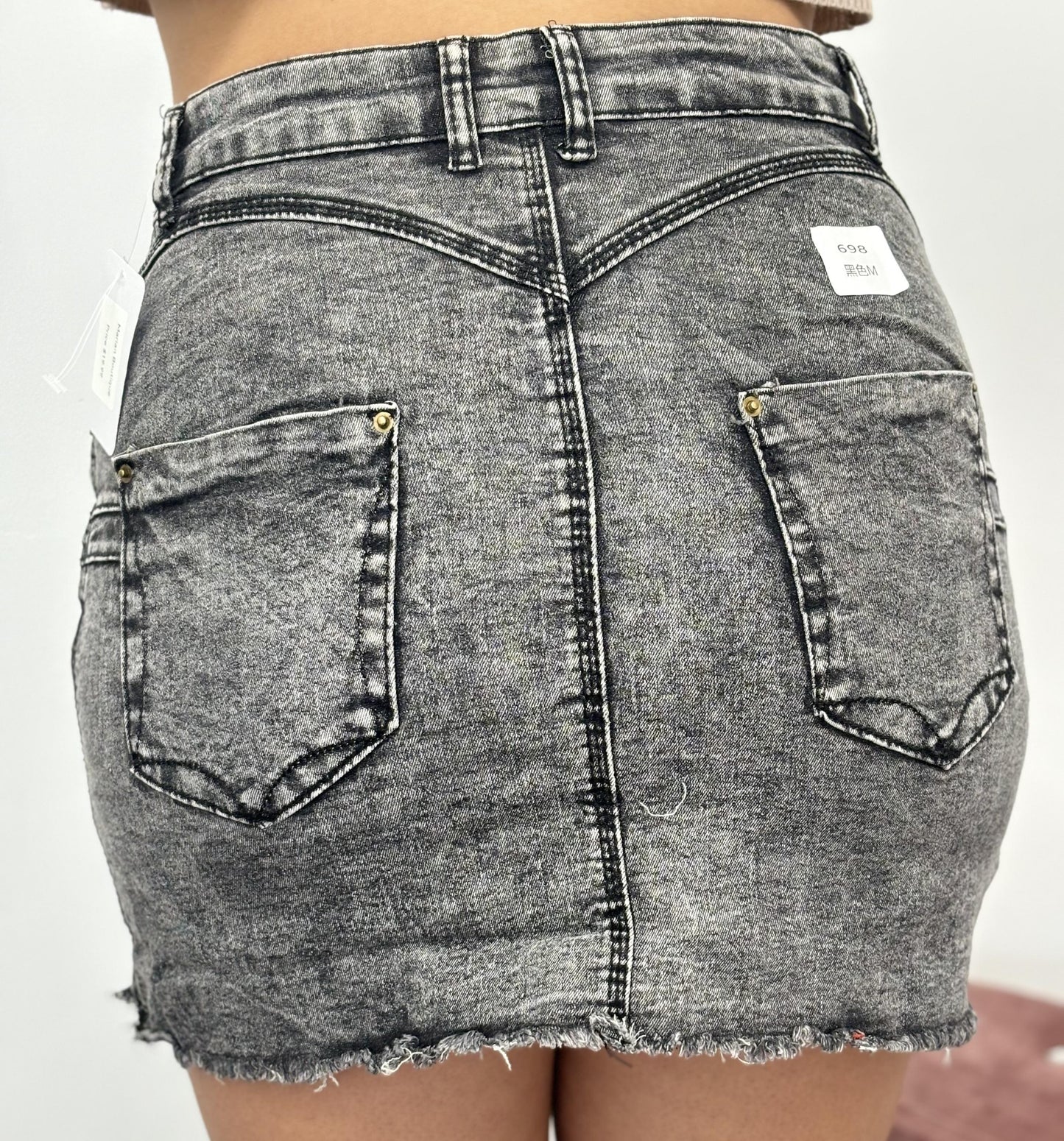 Women's Retro Distressed High Waist Packaged Hip Bodycon Denim Jean Mini Skirt