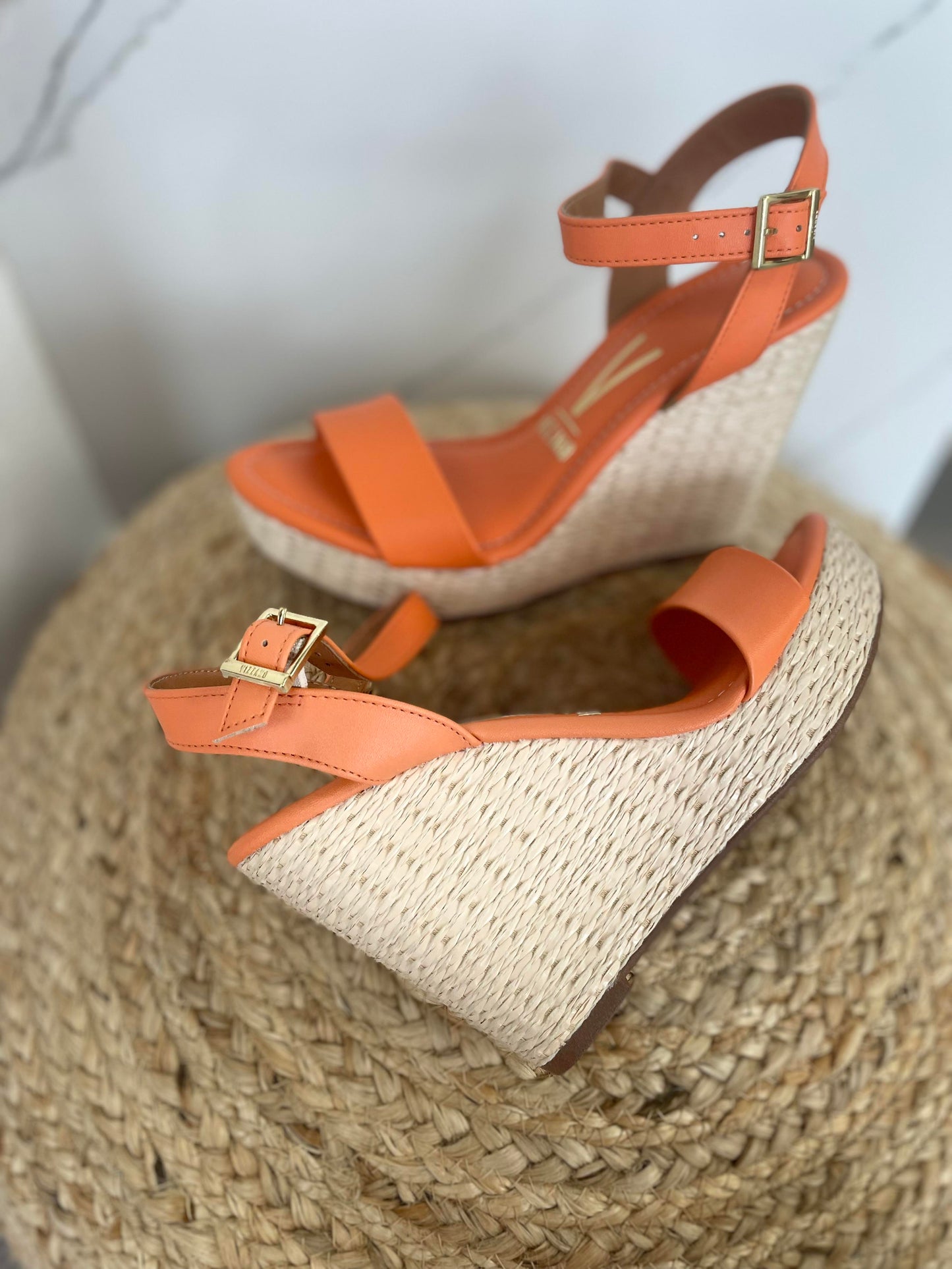 Vizzano Orange Woven Wedge Sandals