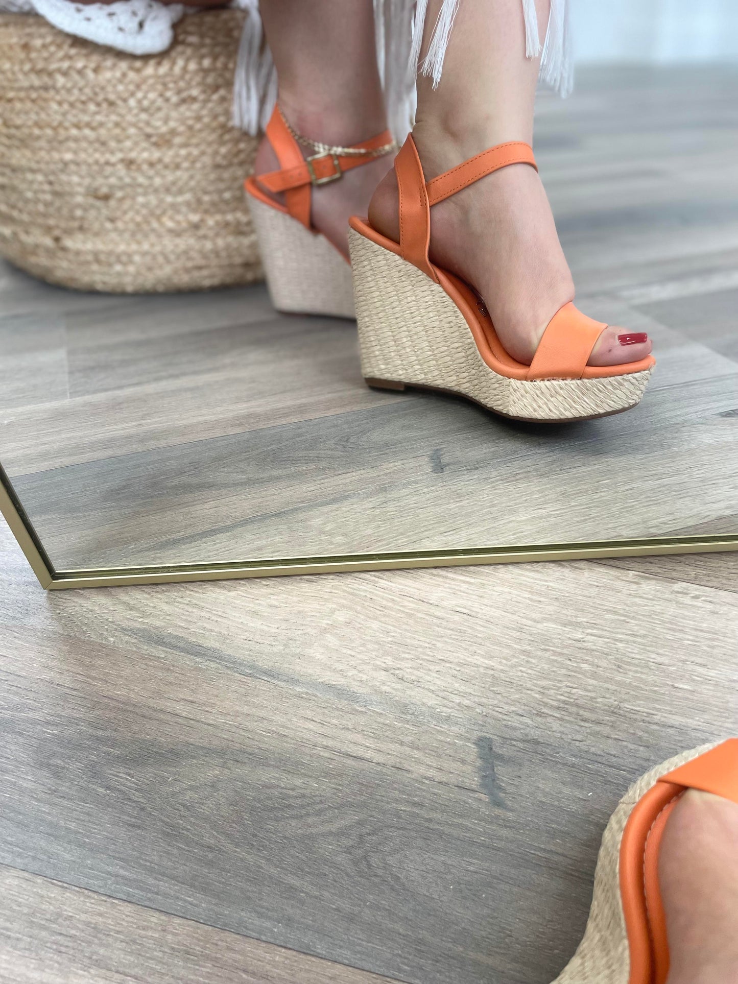 Vizzano Orange Woven Wedge Sandals