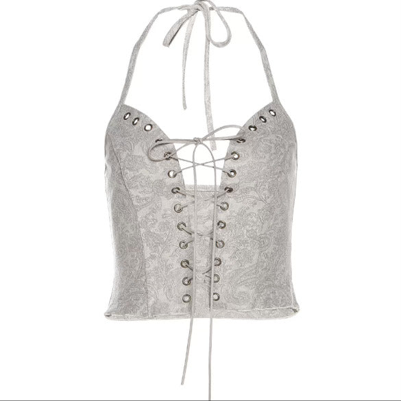 Halter Lace-Up Corset Top