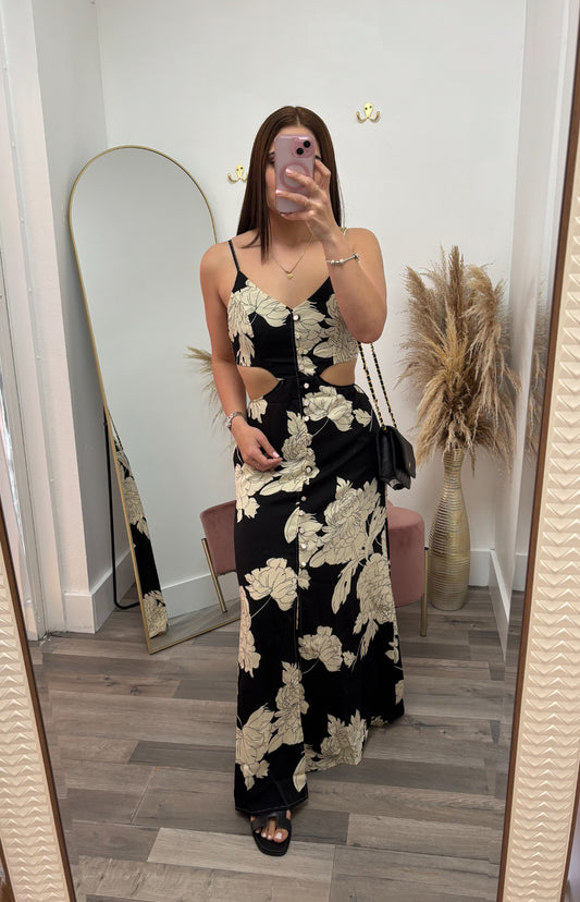 Floral Cutout Maxi Dress