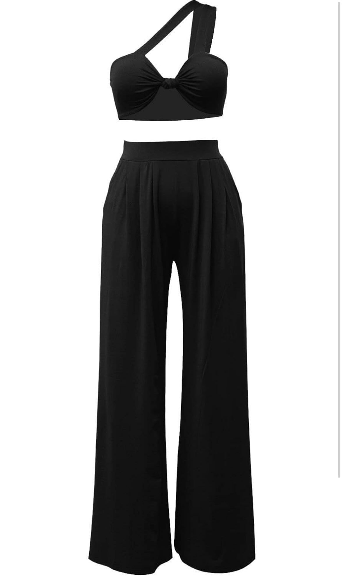 Outfit For Girls Off Shoulder Bra and Palazzo Pants Casual Solid Color Activewear Sets Lightweight Comfort Trendy Tracksuit